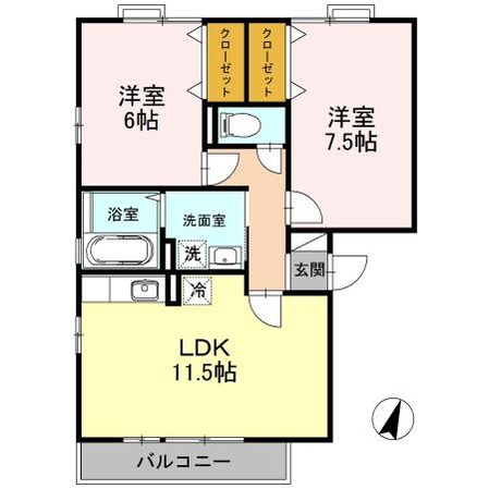 リビングタウン双葉Ａ/Ｂ（高崎市双葉町）の物件間取画像